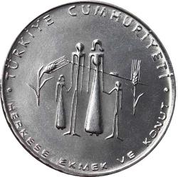 1977 2,5 Lira FAO Çil Herkese Ekmek ve Konut  -  Kenar Yazısı Turaya Göre Ters    077