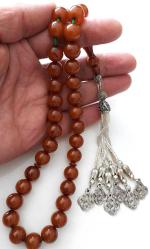 OSMANLI DÖNEMİ MÜCEVHER KUTUSUNDAN YAPILMA ŞIKIR ŞIKIR SARMAL KAHVERENGİ MÜTHİŞ İŞÇİLİKLİ MUHTEŞEM SIKMA KEHRİBAR TESPİH 4AAA1A ÇOK NADİR