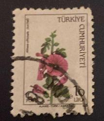 Türk Pulu - Turkish Stamp - Postadan Geçmiş Pul Filateli  -  DAMGALI - HATMİ ÇİÇEĞİ TEMALI PUL, 10 LİRA - TÜRKİYE CUMHURİYETİ, NOSTALJİK DOĞUM GÜNÜ HEDİYESİ
