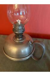 antika Fransız  zin (kurşun) gaz lambası 29 cm boyunda