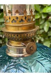 antika Fransız pirinç ve mermer gaz lambası 55 cm boyunda