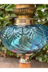 antika Fransız pirinç ve mermer gaz lambası 55 cm boyunda