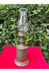 Fransız pirinç antika gaz lambası 26 cm boyunda