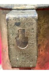 Fransız pirinç antika gaz lambası 26 cm boyunda