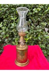 Fransız pirinç antika gaz lambası 26 cm boyunda