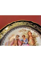 fransız limoges el boyama porselen duvar tabağı - 22 cm çapında