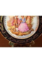 fransız limoges el boyama porselen duvar tabağı - 22 cm çapında