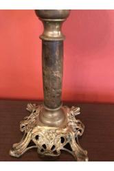 Fransız pirinç ve mermer Kaideli gaz lambası - 67 cm boyunda