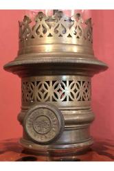 Fransız pirinç ve mermer Kaideli gaz lambası - 67 cm boyunda