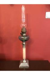 Fransız pirinç ve mermer Kaideli gaz lambası - 70 cm boyunda