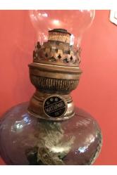 Fransız pirinç ve mermer Kaideli gaz lambası - 70 cm boyunda
