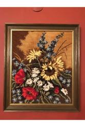 Ahşap çerçeveli Goblen tablo 55 cm 47 cm ölçülerinde