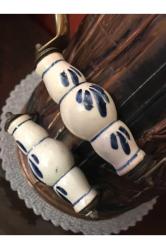 Fransız 51 cm boyunda porselen kulplu üzeri işlemeli bakır kömür kovası