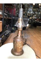 Fransız pirinç gaz lambasından abajur 30 cm boyunda