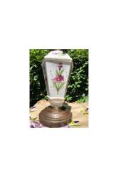 Fransız 50 cm boyunda porselen ve pirinç gaz lambası