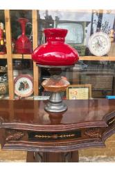 Fransız kosmos opalin camlı gaz lambası 39 cm boyunda