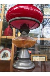 Fransız kosmos opalin camlı gaz lambası 39 cm boyunda