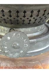 Fransız kosmos opalin camlı gaz lambası 39 cm boyunda