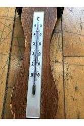 Ahşap Kaidesinde Alman Termometre Barometre 49 Cm Uzunluğunda