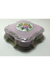 Fransız Limoges El Boyama Bonboniyer 11 Cm 11 Cm 3,5 Cm