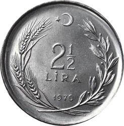 1970 2.5 Lira FAO  Saban Kılıçtan Üstündür  Tura'ya Göre Düz  (130)