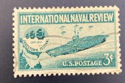 Amerika Birleşik Devletleri Pulu - Unıted States Stamp - Postadan Geçmiş Pul Filateli - Damgalı - Uçak Gemisi ve Jamestown Festivali Amblemi Temalı Pul, 3 PARA  - YABANCI PULLAR - NOSTALJİK DOĞUM GÜNÜ HEDİYESİ