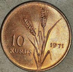 TÜRKİYE 1971  10 KURUŞ  SABAN KILIÇTAN ÜSTÜNDÜR