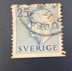 İsveç Pulu - Sweden ( Sverige ) Stamp -  Postadan Geçmiş Pul Filateli - DAMGALI - KRAL GUSTAF VI. ADOLF  TEMALI PUL, 25 PARA - YABANCI PULLAR-NOSTALJİK DOĞUM GÜNÜ HEDİYESİ