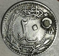 OSMANLI  SULTAN REŞAT 1327/3    20  PARA