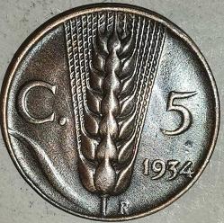 İTALYA 1934  5 CENTESIMI
