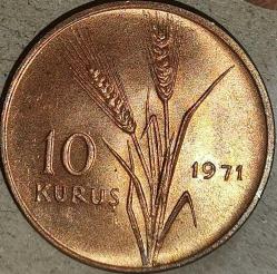 TÜRKİYE 1971  10 KURUŞ ÇİL