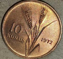TÜRKİYE 1972  10 KURUŞ ÇİL