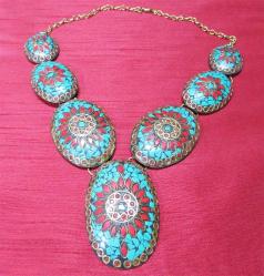 OTaNTiK MERCAN ve FİRUZE TAŞLI HaRiKa BÜYÜK BoY NEPAL GERDANLIK......