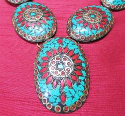 OTaNTiK MERCAN ve FİRUZE TAŞLI HaRiKa BÜYÜK BoY NEPAL GERDANLIK......