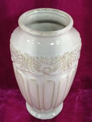 ANTİK YUNAN ROMA TARZINDA EL BOYAMA ESKİTME GÖRÜNÜMLÜ KABARTMA DESENLİ SERAMİK VAZO