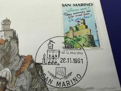San Marino 500 Lire, 1991.  Pullu ilk gün zarfında çil