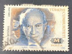 Türk Pulu - Turkish Stamp -  Postadan Geçmiş Pul Filateli - DAMGALI - MUHSİN ERTUĞRUL (1892-1979) TEMALI PUL 1992 - Türkiye Cumhuriyeti - NOSTALJİK DOĞUM GÜNÜ HEDİYESİ