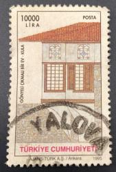 Türk Pulu - Turkish Stamp - Postadan Geçmiş Pul Filateli -  YALOVA DAMGALI - GÖNYELİ ÇIKMALI BİR EV - KULA TEMALI PUL 1995, 10000 LİRA - Türkiye Cumhuriyeti - NOSTALJİK DOĞUM GÜNÜ HEDİYESİ