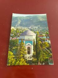 Yeşil Bursa yeşil türbe keskin color kartpostalı 15x10.5 ebatında