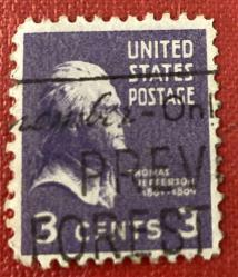 Amerika Birleşik Devletleri Pulu - USA Stamp - Postadan Geçmiş Pul Filateli - DAMGALI - BAŞKAN THOMAS JEFFERSON TEMALI PUL, 3 PARA  - YABANCI PULLAR - NOSTALJİK DOĞUM GÜNÜ HEDİYESİ