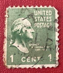 Amerika Birleşik Devletleri Pulu - USA Stamp - Postadan Geçmiş Pul Filateli - DAMGALI - GEORGE WASHINGTON TEMALI PUL, 1 PARA - YABANCI PULLAR -NOSTALJİK DOĞUM GÜNÜ HEDİYESİ