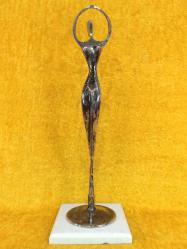 VINTAGE GÜMÜŞ KAPLAMA METAL SOYUT BALERİN HEYKEL