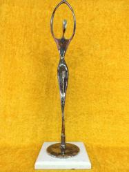 VINTAGE GÜMÜŞ KAPLAMA METAL SOYUT BALERİN HEYKEL