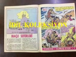 TARKAN ÇİZGİ ROMAN, HAFTALIK MECMUA (DERGİ), İLK BASKI - SEZGİN BURAK - SAYI: 82 - TARKAN, GÜMÜŞ EYER - 14 HAZİRAN 1972 - ARKA KAPAK; HİPPİ KRALI PİPPİ ve DEMİR PENÇE - TARİHE ÜN SALMIŞ TÜRKLER: BALİ BEY