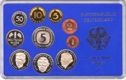 ALMANYA 1991 F DARPHANE SETİ 10 FARKLI PFENNIG VE MARK. ORİJİNAL KİTİNDE PROOF BASKI. 45.000 ADET BASILMIŞTIR.