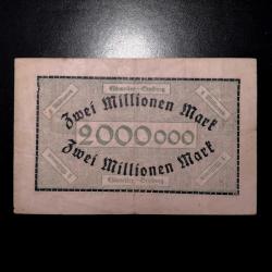 Notgeld | 1917 - 1924 - 2 milyon Mark.
Eschweiler ve Stolberg kentleri.
-1923-
(Arka yüz)