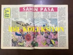 TARKAN ÇİZGİ ROMAN, HAFTALIK MECMUA (DERGİ), İLK BASKI - SEZGİN BURAK - SAYI: 90 - TARKAN, GÜMÜŞ EYER - 9 AĞUSTOS 1972 - ARKA KAPAK; HİPPİ KRALI PİPPİ ve DEMİR PENÇE - TARİHE ÜN SALMIŞ TÜRKLER: ŞAHİN PAŞA