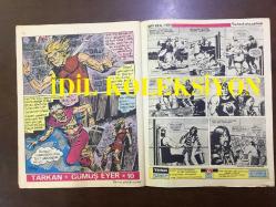 TARKAN ÇİZGİ ROMAN, HAFTALIK MECMUA (DERGİ), İLK BASKI - SEZGİN BURAK - SAYI: 90 - TARKAN, GÜMÜŞ EYER - 9 AĞUSTOS 1972 - ARKA KAPAK; HİPPİ KRALI PİPPİ ve DEMİR PENÇE - TARİHE ÜN SALMIŞ TÜRKLER: ŞAHİN PAŞA