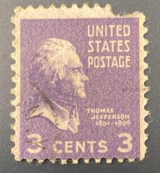 Amerika Birleşik Devletleri Pulu - USA Stamp - Postadan Geçmiş Pul Filateli - DAMGALI - THOMAS JEFFERSON TEMALI PUL , 3 PARA  - YABANCI PULLAR - NOSTALJİK DOĞUM GÜNÜ HEDİYESİ