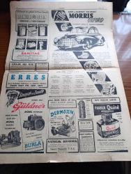 Cumhuriyet Gazetesi - 3 Haziran 1952 - Zaruri Bir Tavzih Başmakale - Cumhuriyet Halk Partisinden Geri Alınacak Paralar - Yüksek Mahkeme Truman Aleyhine Karar Verdi - Başbakan Adnan Menderes'in İsmet İnönü'ye Verdiği Cevap - İsyan Eden Kızıl Esirler - Rüşvet Almaktan Sanık Öğretmen Ulvi Teoman'ın Duruşması Fotoğrafı - Atatürk İnkılaplarına Dair Vesika - Politika Ve Dil Yazan Hasan Ali Yücel Köşe Yazısı - Sanayi Odası Başkanı Hüsnü Yaman Seçildi - Sabite Tur Gülerman Saime Sinan Ve Hamiyet Yüceses Tepebaşı Gazinosunda - Ruh Gurbetinde Yazan Kerime Nadir Yazı Dizisi - Nişantaşı Kız Enstitüsünde Defile Fotoğraf - Kore Şehitlerimizin Tabloları Yapılacak - Devrim Ocakları İstanbul İl Yönetim Kurulu Seçildi - İsrail'de Cumartesi Günü Taksiler Çalışmayacak - Futbolda Neden Mağlup Oluyoruz Yazan Burhan Felek - Kibar Düşkünleri Yazan Maurice Dekobra Yazı Dizisi - Kodak - Radyo Ve Kaloriferli 1952 Modeli Morris Oxford Otomobil - Sanitas Berlin Röntgen Ve Tıbbi Cihazları - Parker Quink Mürekkebi